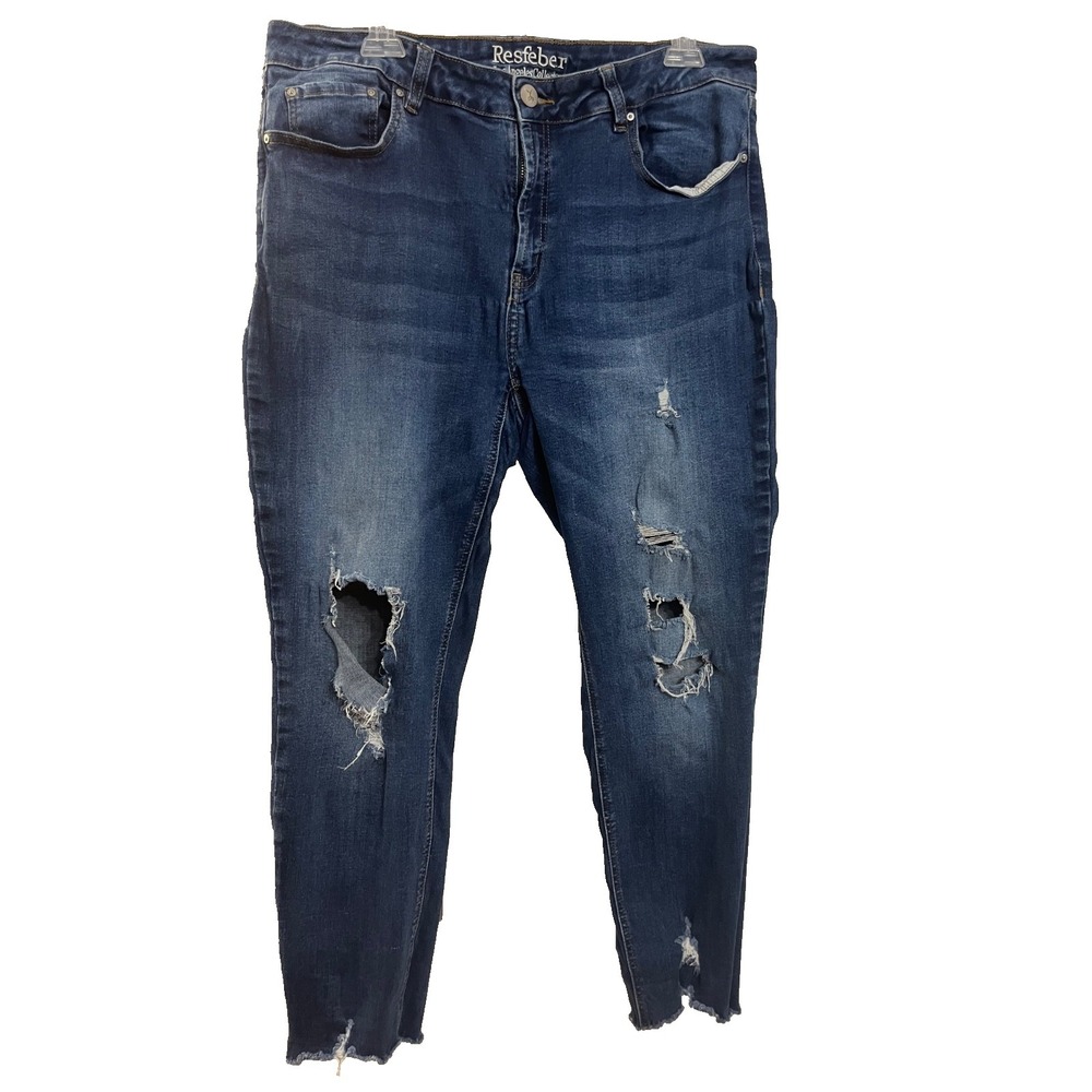 Resfeber Jeans New‎ York collection Womens Size 16 Distressed Denim Skinny Jeans